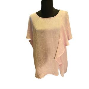 NWT Vince Camuto Top Size M Pink Pull Over Sleeveless Ruffle Career Business